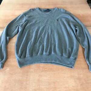 Vintage Polo Ralph Lauren Sweater Men XXL Gray Long Sleeve Pullover Crew Neck